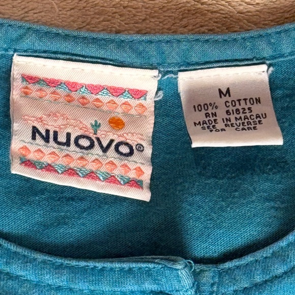 Vintage 80s Nuovo Teal Western Embroidered Metal Bitton Top Size Medium - Picture 5 of 7